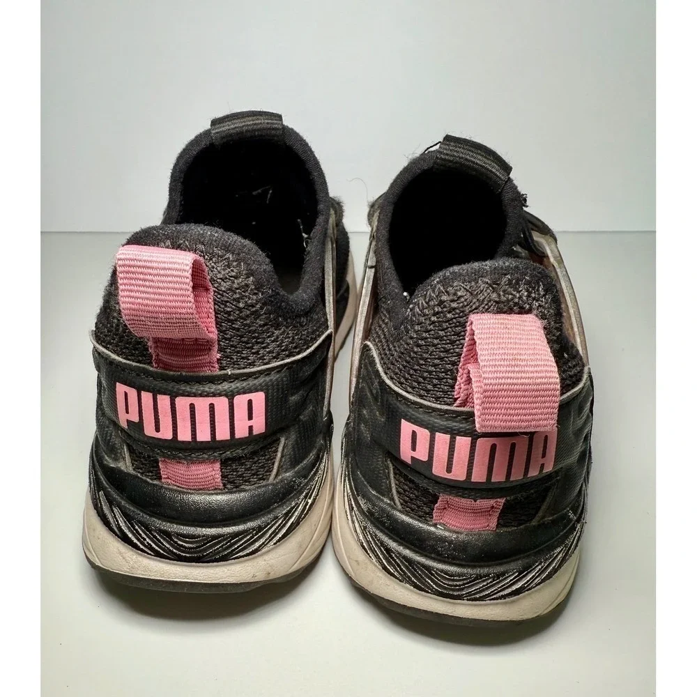 Puma Kids Athletic Shoes Black Pink Lace Up Sneakers Size 13.5